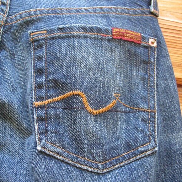 7 for All Mankind Low Rise Boot Cut Jeans 24 X 32 - Picture 4 of 11